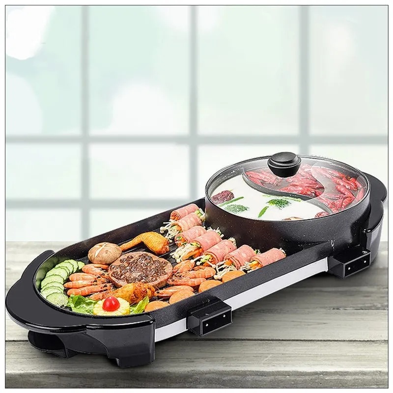 2 in 1 BBQ Barbecue Grill | Electronic Pan | Teppanyaki Hot Pot