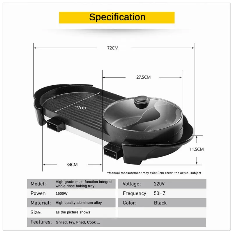 2 in 1 BBQ Barbecue Grill | Electronic Pan | Teppanyaki Hot Pot