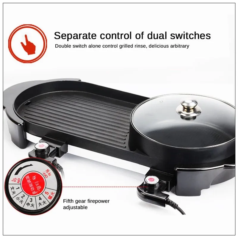2 in 1 BBQ Barbecue Grill | Electronic Pan | Teppanyaki Hot Pot