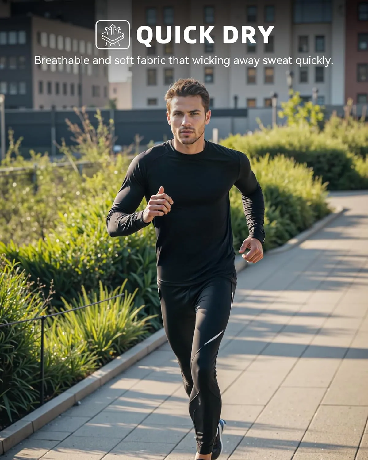 3 Pack Men's Compression Shirts Long Sleeve Athletic Base Layer Running Top UV Sun Protection Outdoor Work Out Shirts Black S