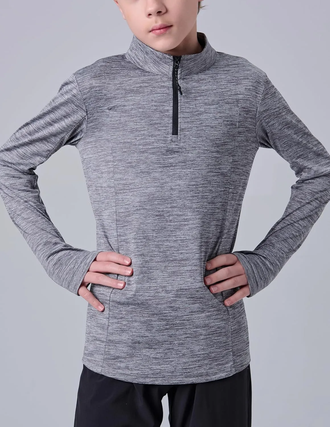3 Pack Youth Boys Slim Fit Athletic Quarter Zip Pullover Shirts, Lightweight Long Sleeve Jackets Performance Tops
