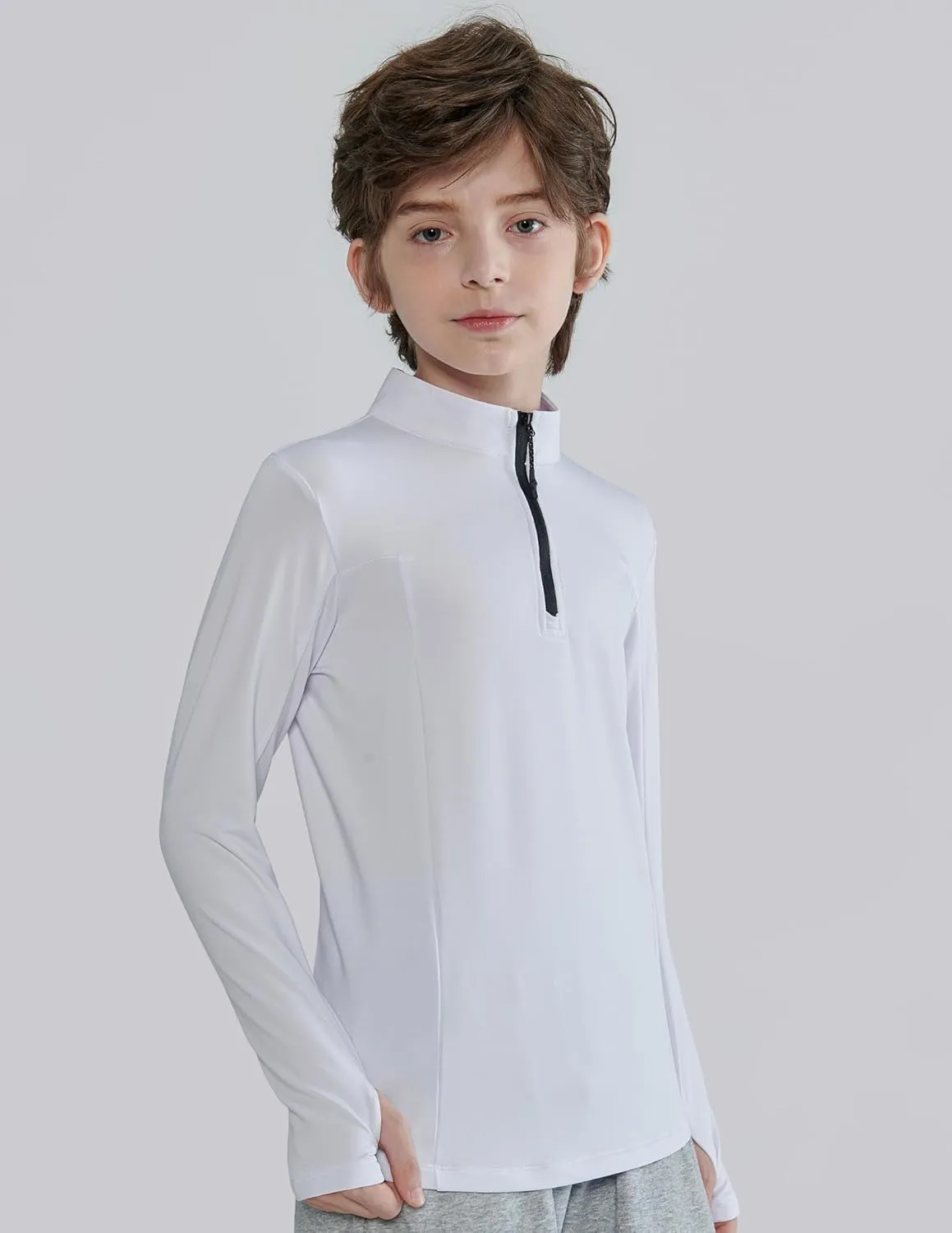 3 Pack Youth Boys Slim Fit Athletic Quarter Zip Pullover Shirts, Lightweight Long Sleeve Jackets Performance Tops