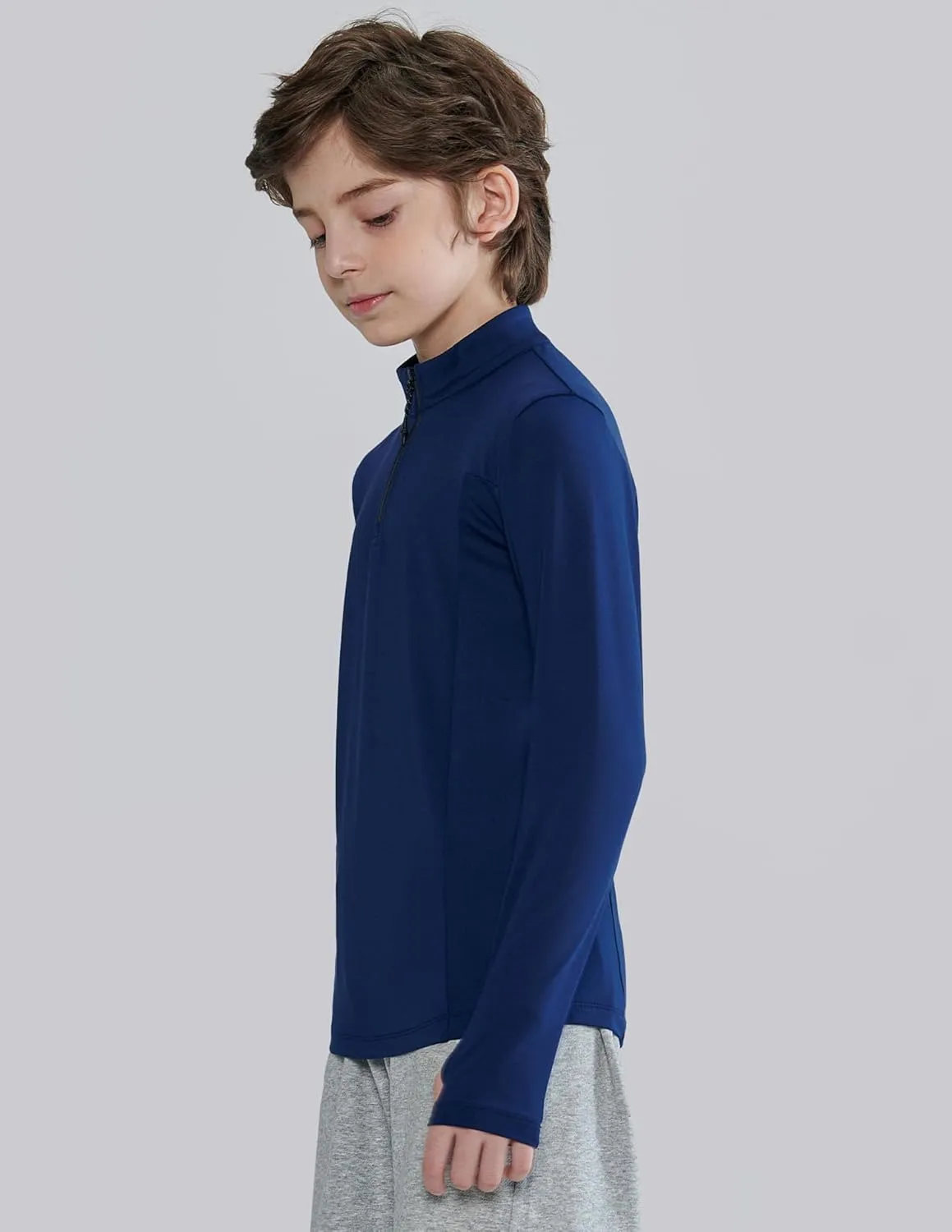 3 Pack Youth Boys Slim Fit Athletic Quarter Zip Pullover Shirts, Lightweight Long Sleeve Jackets Performance Tops