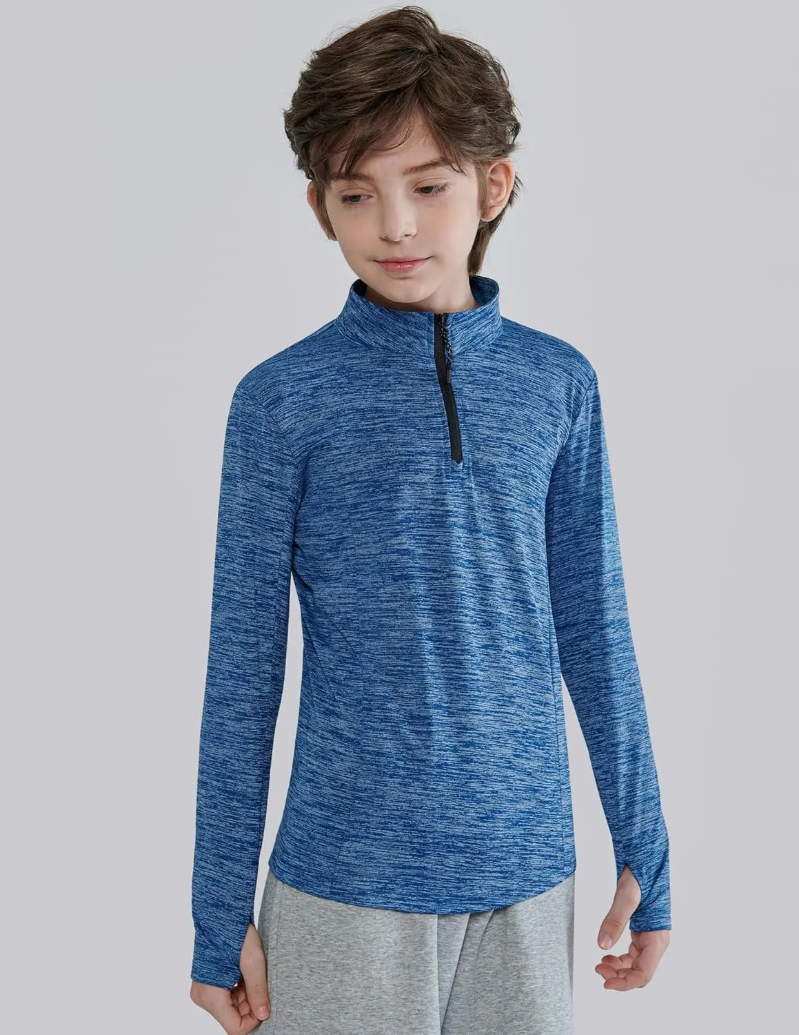 3 Pack Youth Boys Slim Fit Athletic Quarter Zip Pullover Shirts, Lightweight Long Sleeve Jackets Performance Tops