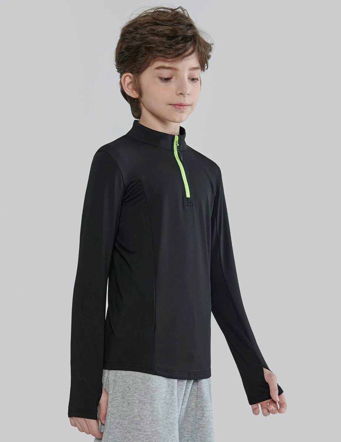 3 Pack Youth Boys Slim Fit Athletic Quarter Zip Pullover Shirts, Lightweight Long Sleeve Jackets Performance Tops