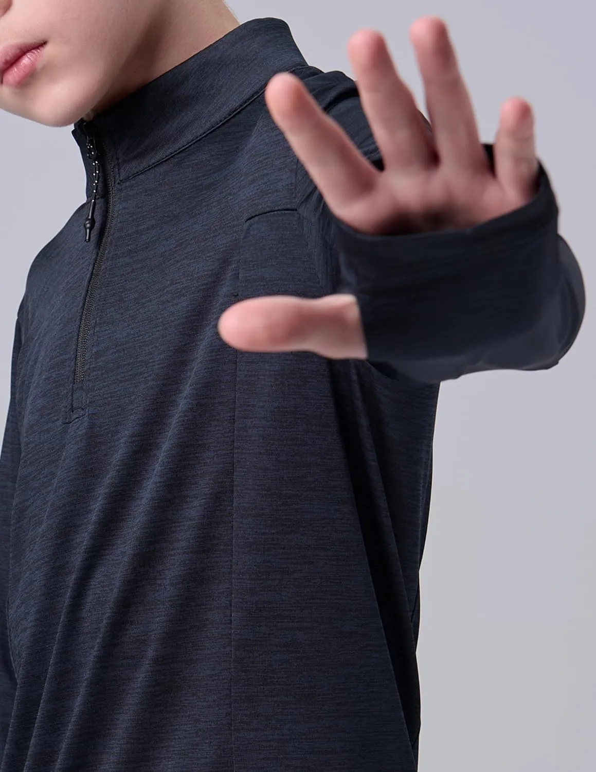 3 Pack Youth Boys Slim Fit Athletic Quarter Zip Pullover Shirts, Lightweight Long Sleeve Jackets Performance Tops