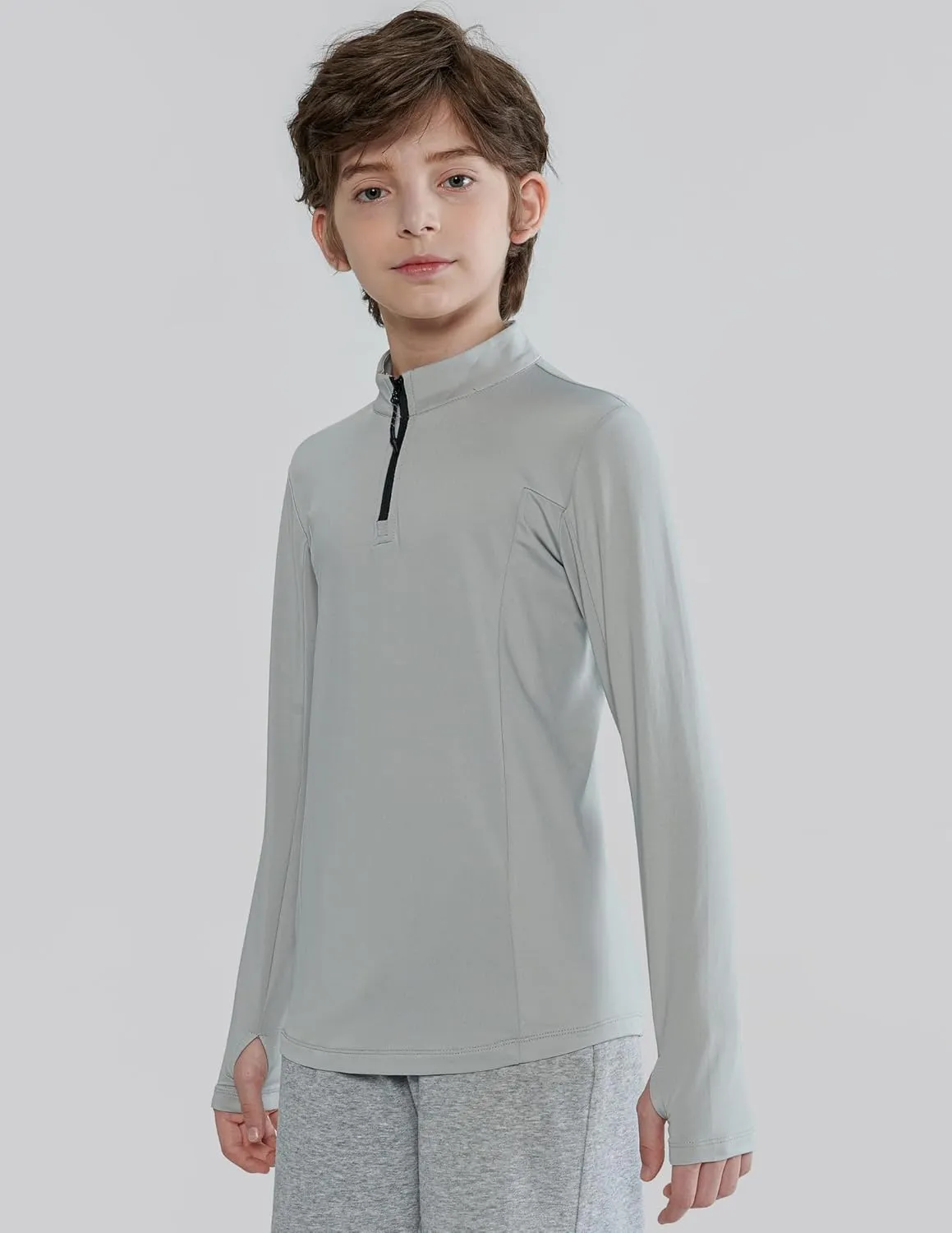3 Pack Youth Boys Slim Fit Athletic Quarter Zip Pullover Shirts, Lightweight Long Sleeve Jackets Performance Tops