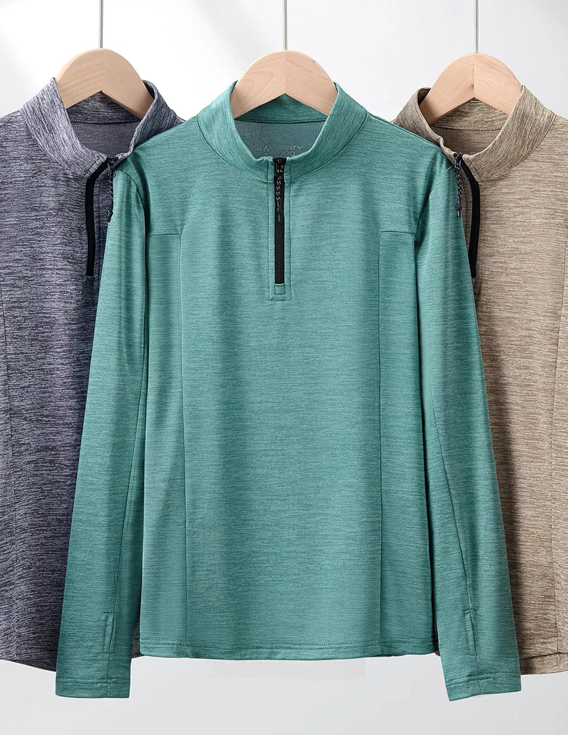 3 Pack Youth Boys Slim Fit Athletic Quarter Zip Pullover Shirts, Lightweight Long Sleeve Jackets Performance Tops