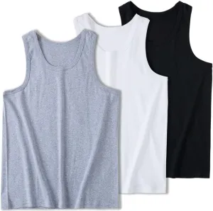 3packs Plus Size Mens 100% Cotton Shirt Vest Tank Tops Undershirts 7XL Breathable Sleeveless 150kg