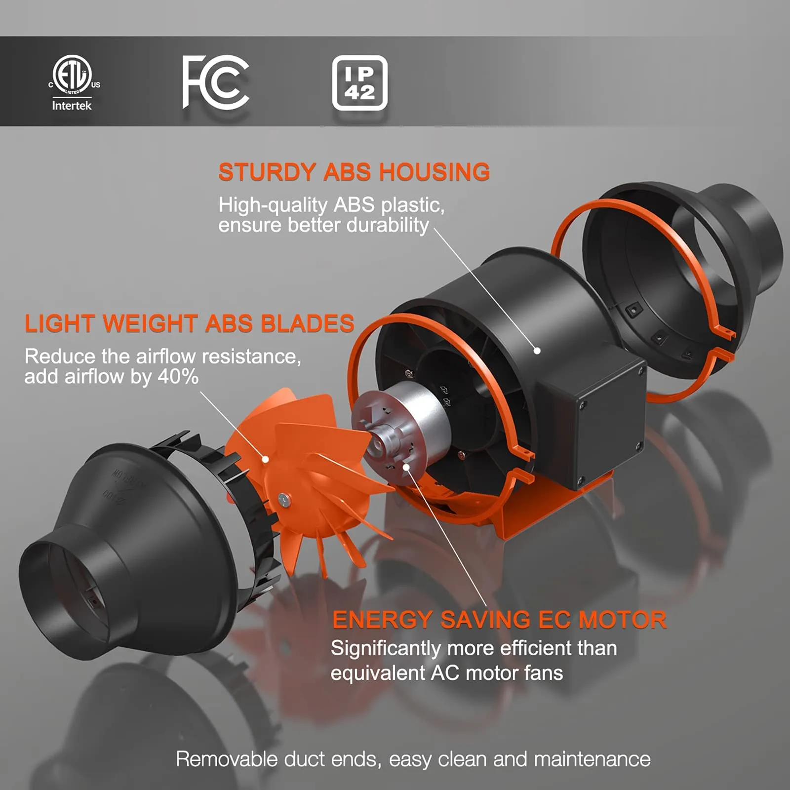 4 Inch Inline Duct Fan With Temperature Control