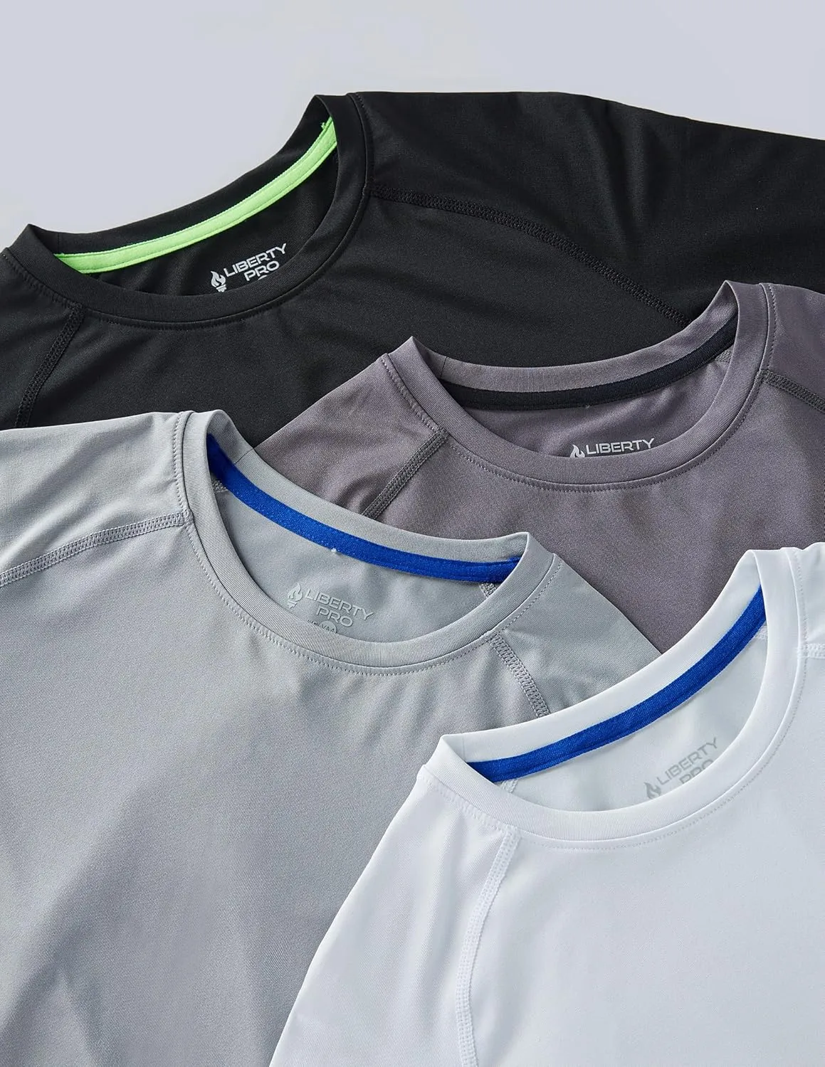 4 Pack: Youth Boys Long Sleeve Shirts Dry Fit Athletic Clothes for Teens, Kids Active Performance Tshirts with Thumb Holes