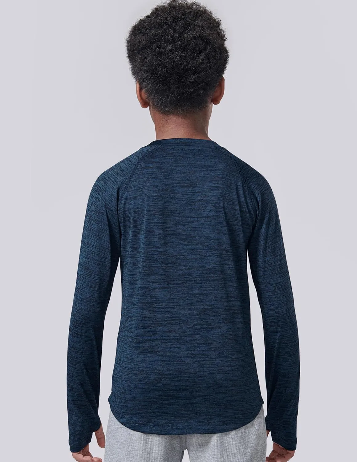 4 Pack: Youth Boys Long Sleeve Shirts Dry Fit Athletic Clothes for Teens, Kids Active Performance Tshirts with Thumb Holes