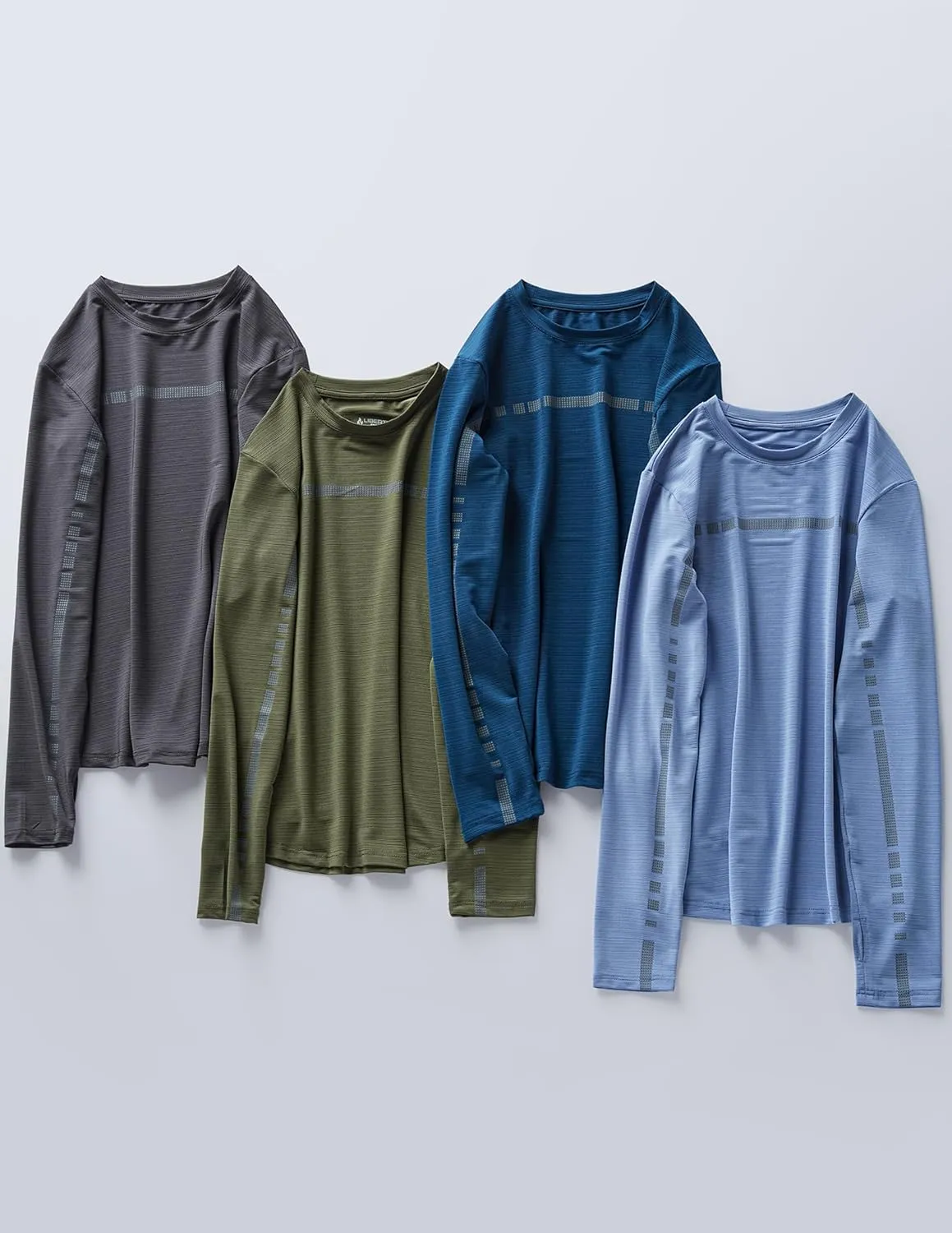 4 Pack: Youth Boys Long Sleeve Shirts Dry Fit Athletic Clothes for Teens, Kids Active Performance Tshirts with Thumb Holes