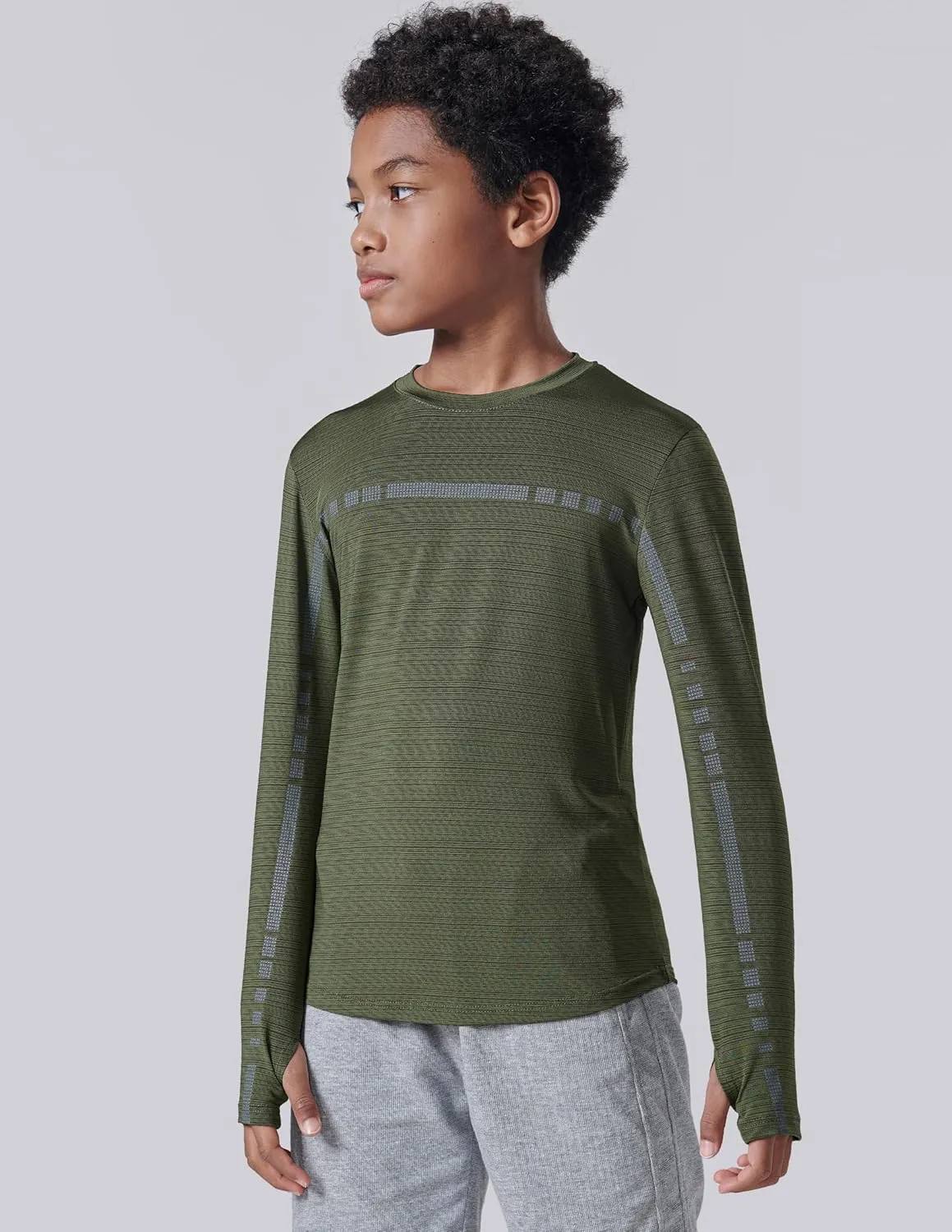 4 Pack: Youth Boys Long Sleeve Shirts Dry Fit Athletic Clothes for Teens, Kids Active Performance Tshirts with Thumb Holes