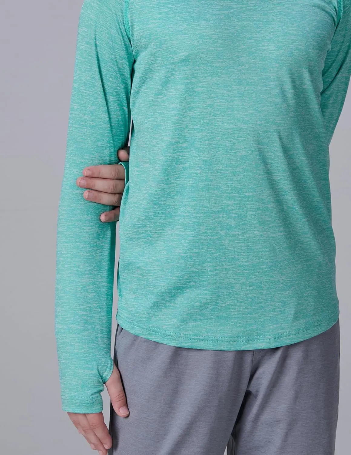 4 Pack: Youth Boys Long Sleeve Shirts Dry Fit Athletic Clothes for Teens, Kids Active Performance Tshirts with Thumb Holes
