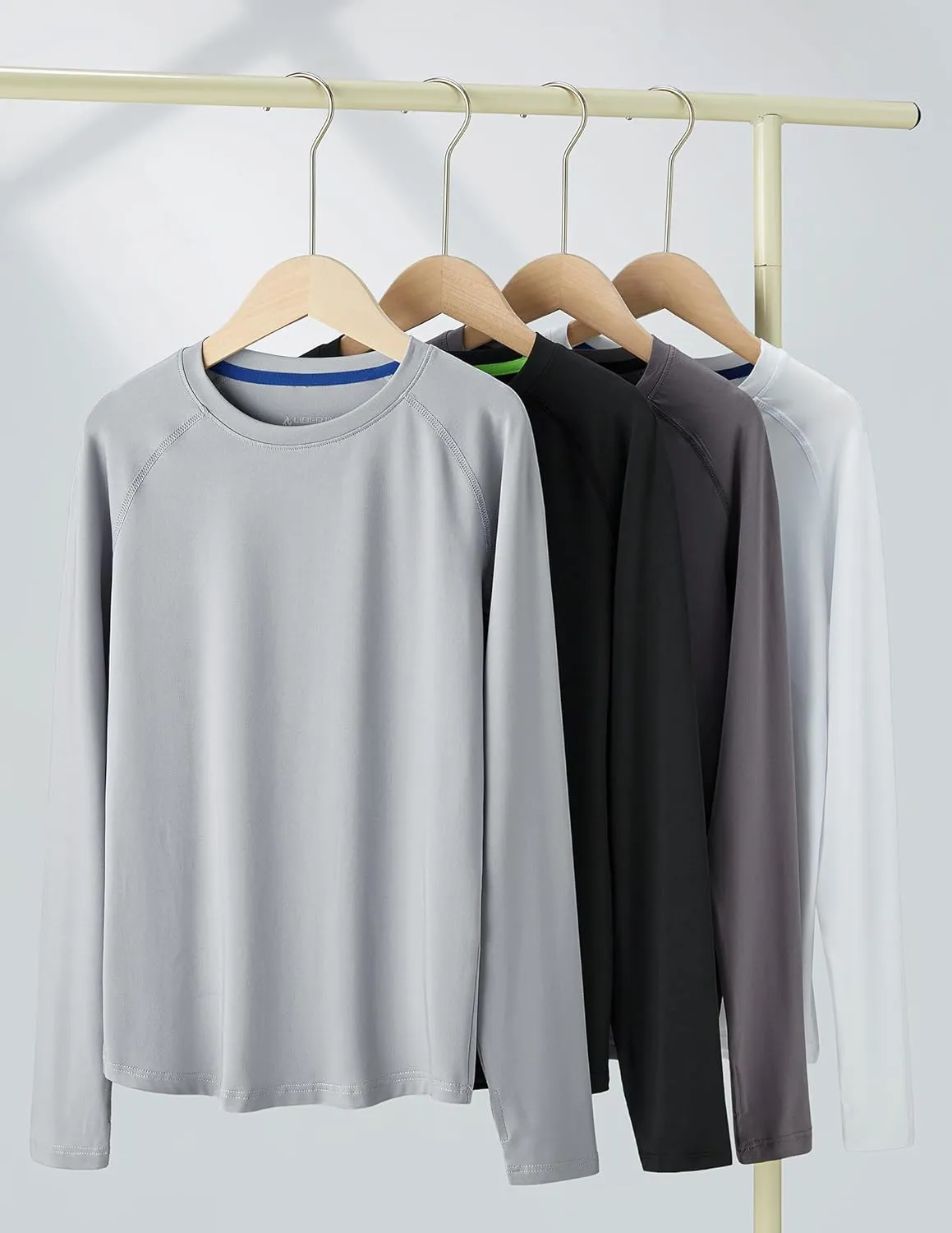 4 Pack: Youth Boys Long Sleeve Shirts Dry Fit Athletic Clothes for Teens, Kids Active Performance Tshirts with Thumb Holes