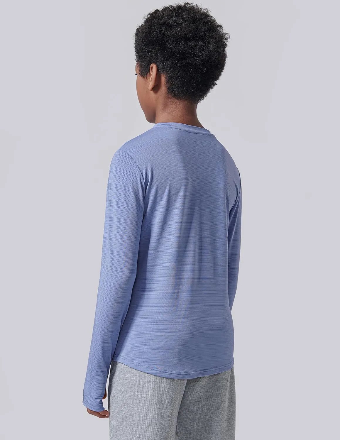 4 Pack: Youth Boys Long Sleeve Shirts Dry Fit Athletic Clothes for Teens, Kids Active Performance Tshirts with Thumb Holes