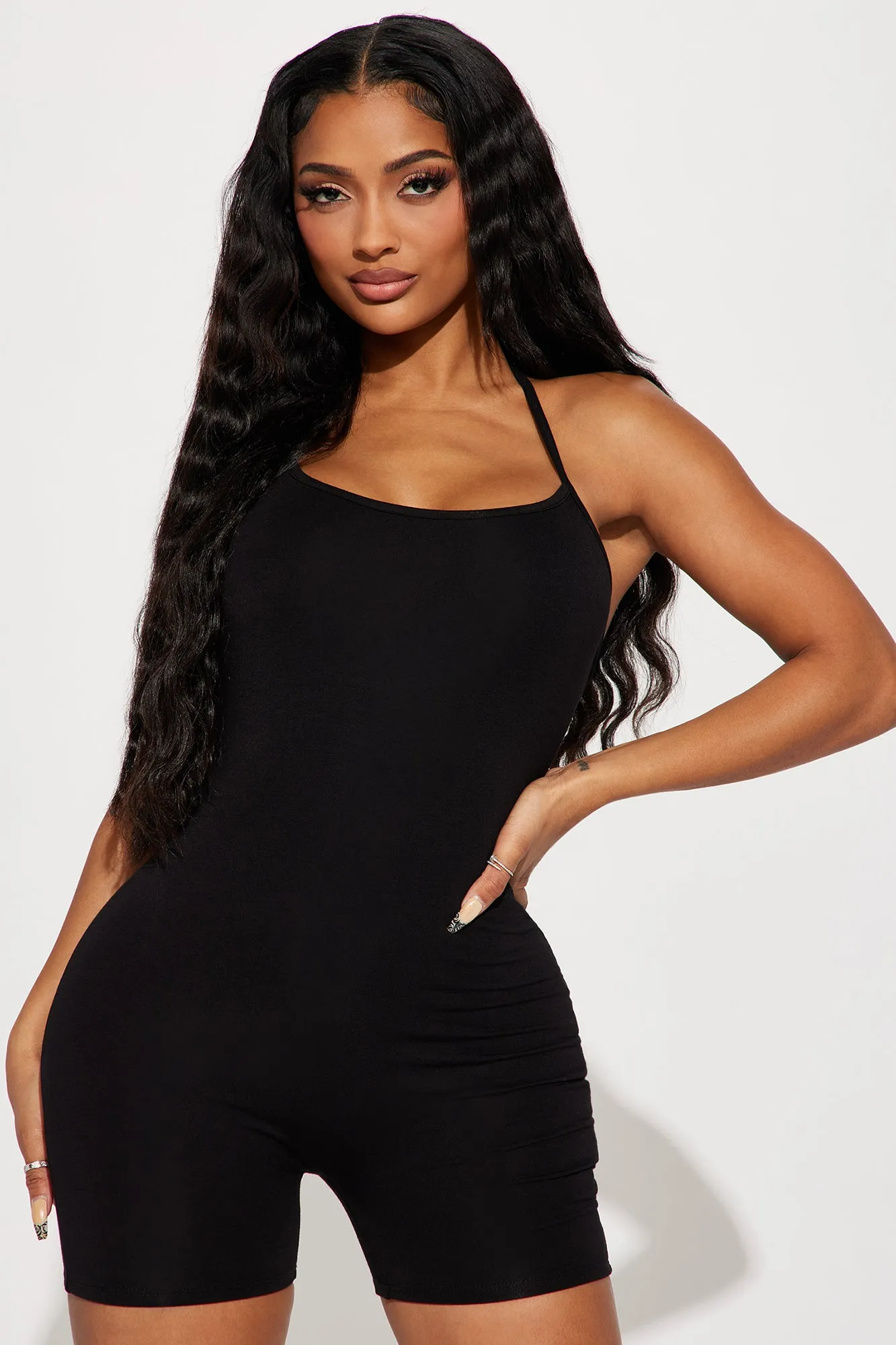 Adri Double Lined Romper - Black