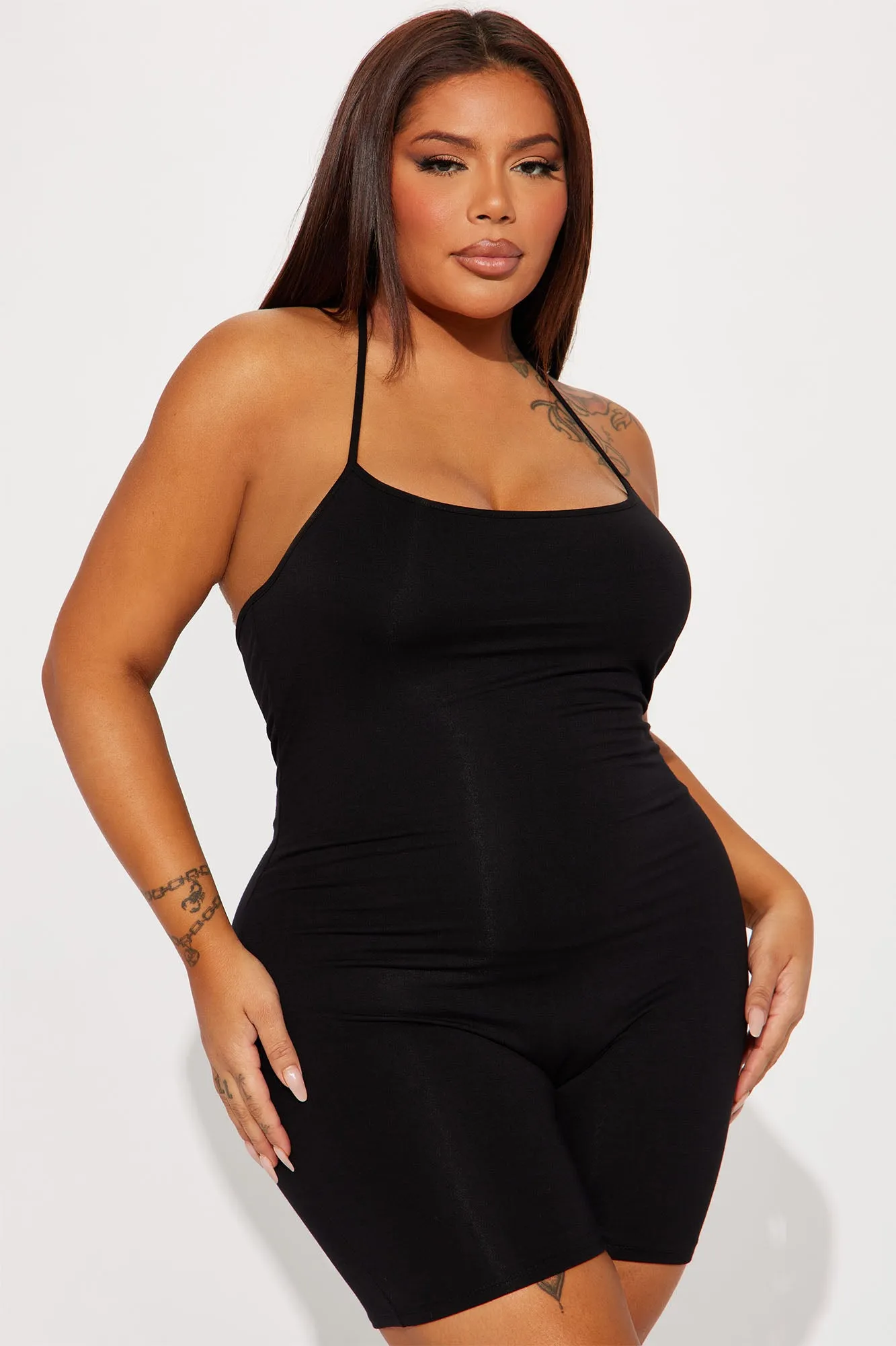 Adri Double Lined Romper - Black