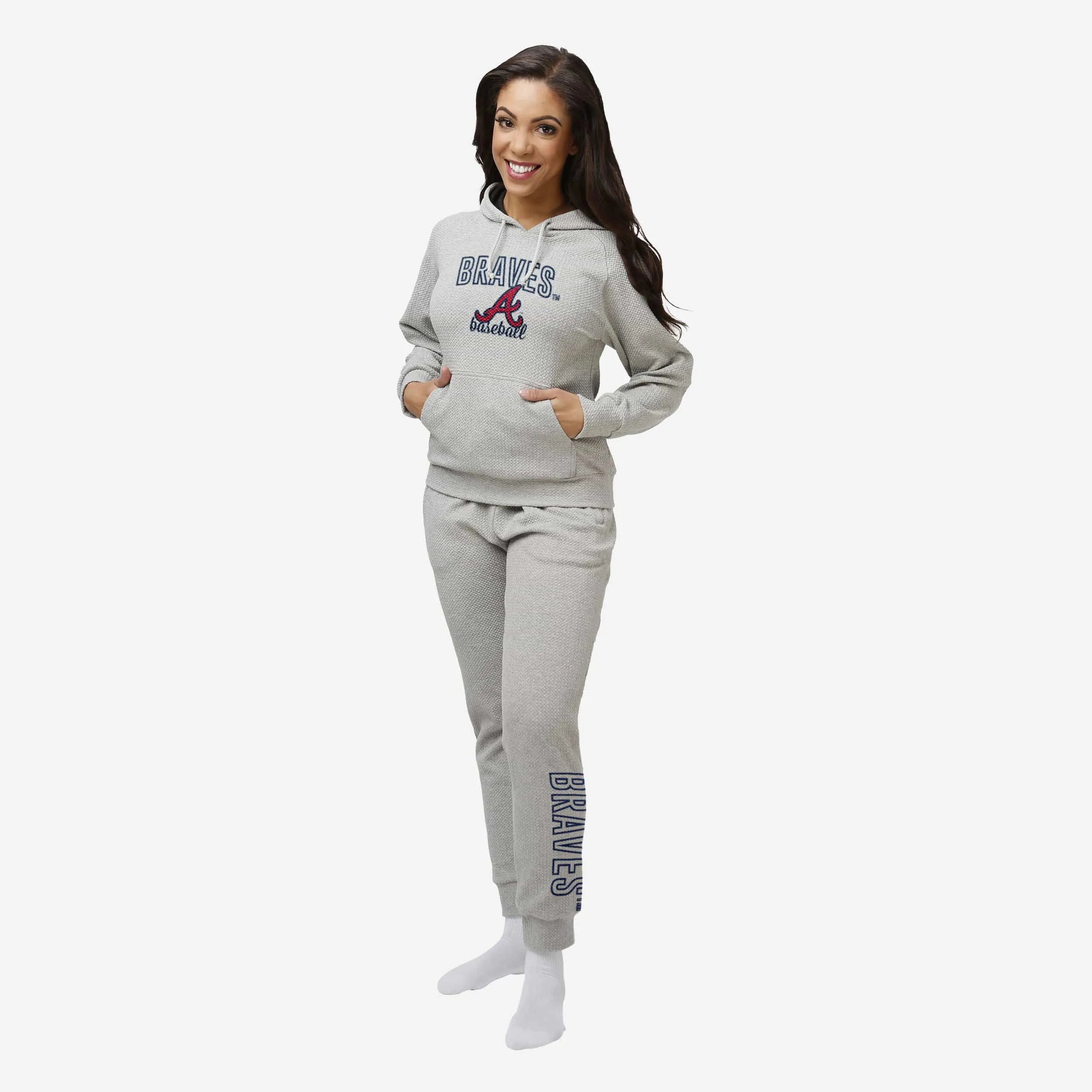 Atlanta Braves Womens Gray Woven Hoodie