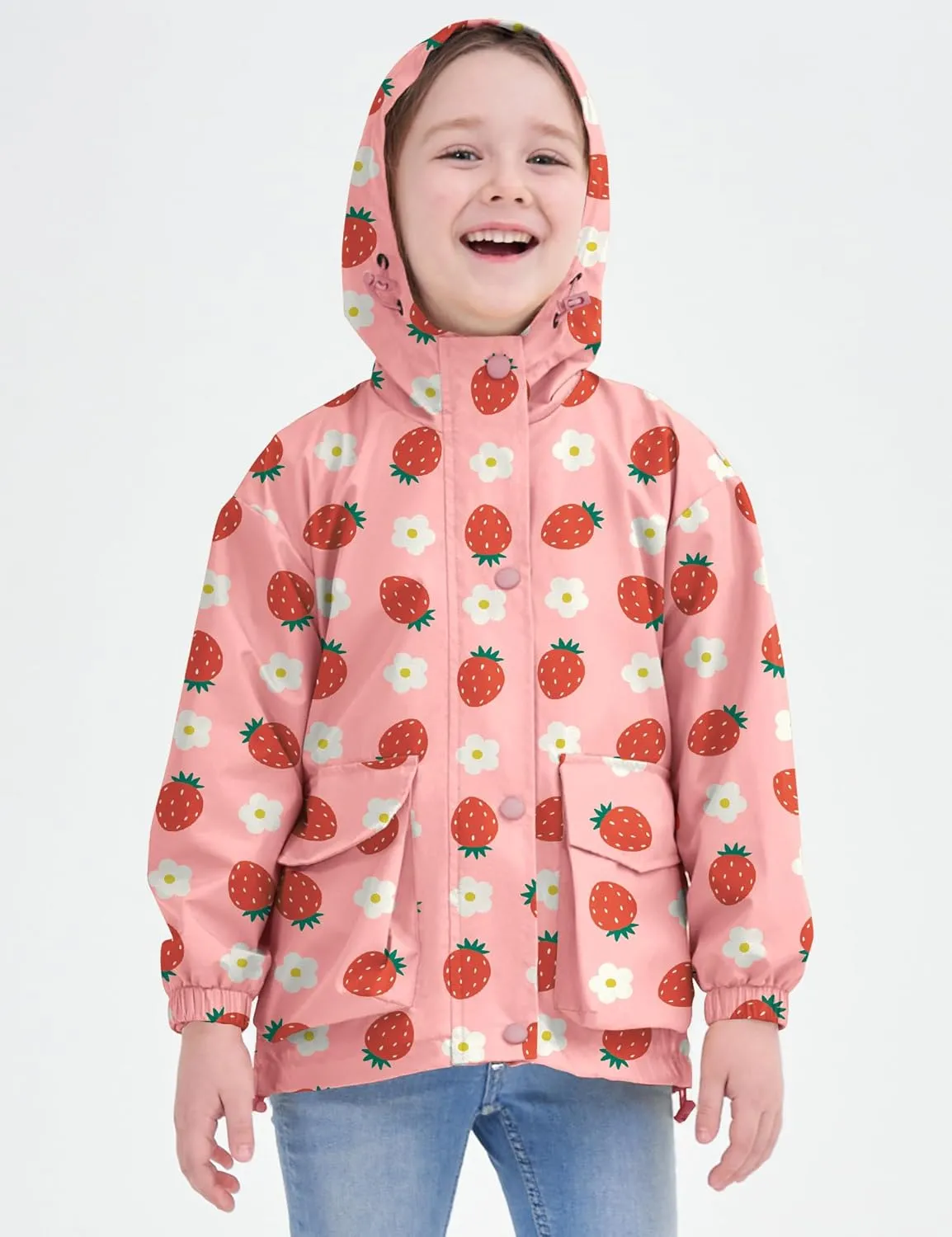 Avoogue Toddler Rain Jacket Windbreaker Lined Raincoat Waterproof Hooded Lightweight Rain Coats With Pockets 4-12Y