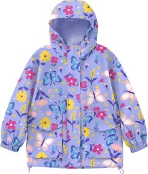 Avoogue Toddler Rain Jacket Windbreaker Lined Raincoat Waterproof Hooded Lightweight Rain Coats With Pockets 4-12Y