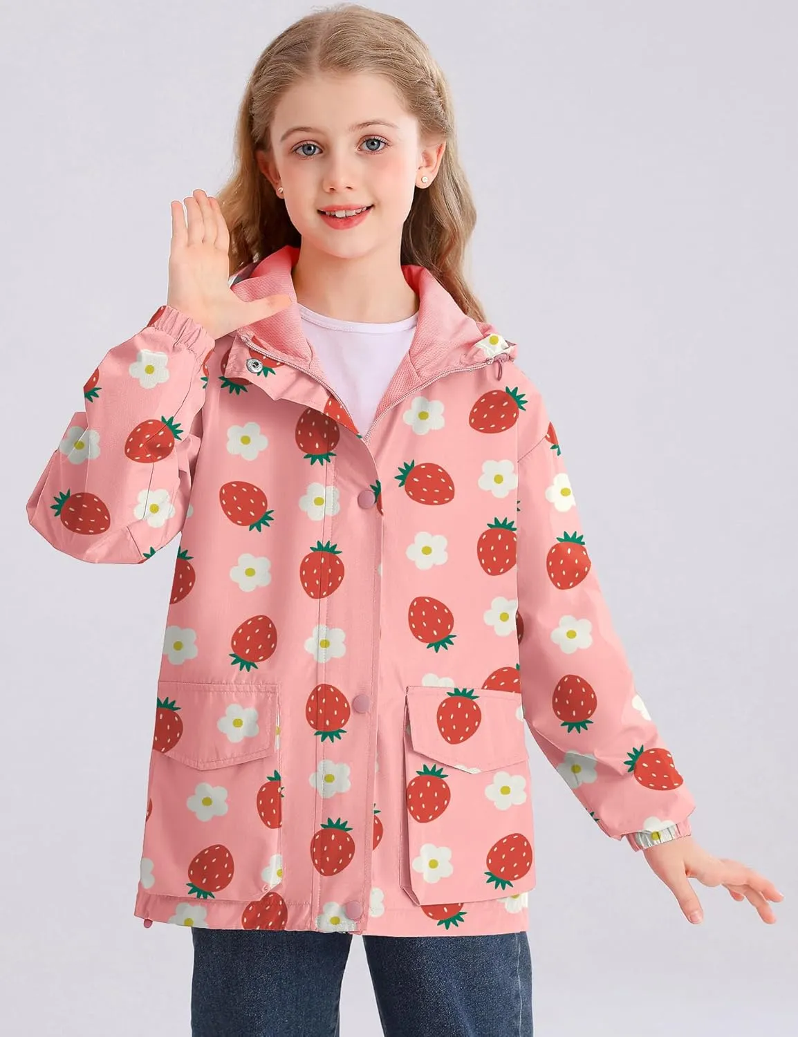 Avoogue Toddler Rain Jacket Windbreaker Lined Raincoat Waterproof Hooded Lightweight Rain Coats With Pockets 4-12Y