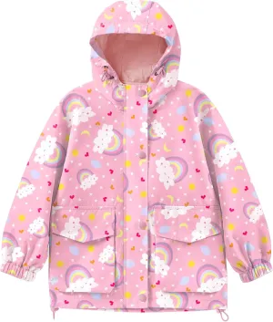 Avoogue Toddler Rain Jacket Windbreaker Lined Raincoat Waterproof Hooded Lightweight Rain Coats With Pockets 4-12Y