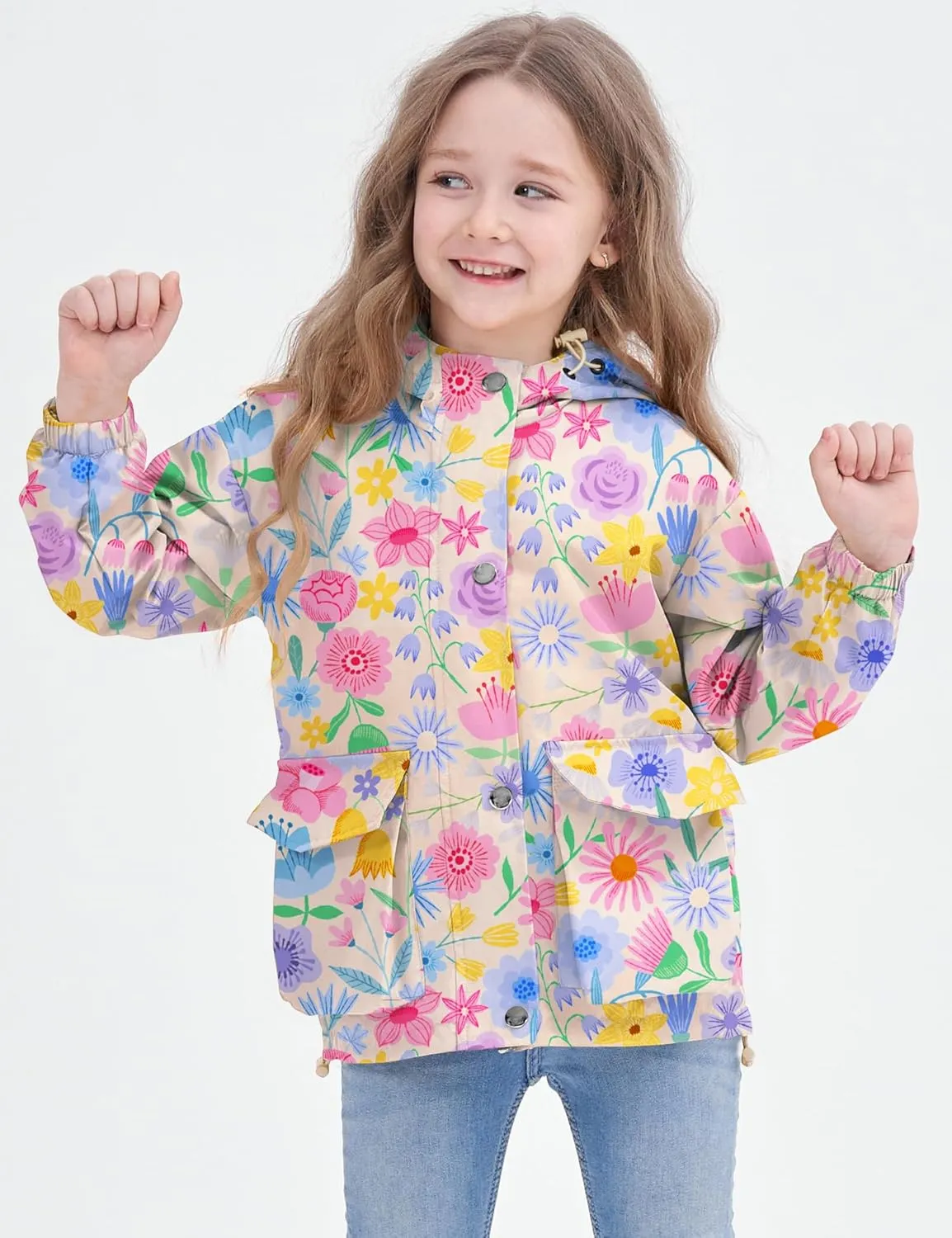 Avoogue Toddler Rain Jacket Windbreaker Lined Raincoat Waterproof Hooded Lightweight Rain Coats With Pockets 4-12Y
