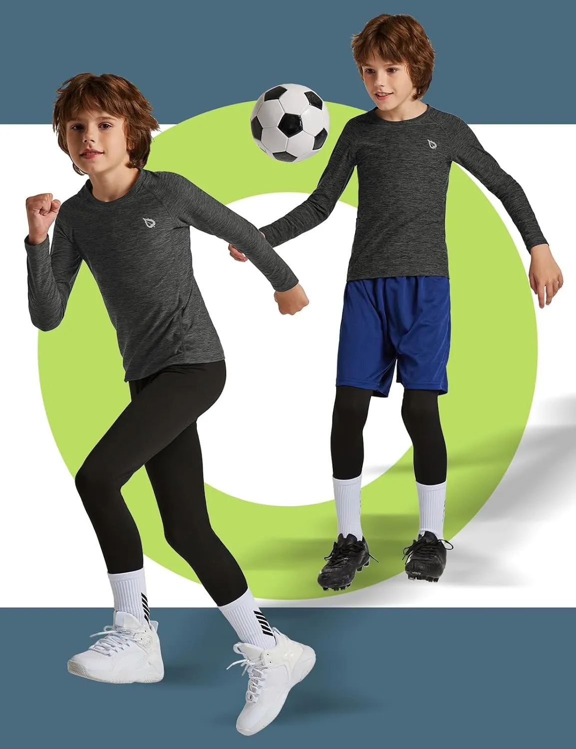 baleaf Boys Compression Shirt Long Sleeve Youth Undershirts Kids Football Baseball Baselayer Cold Gear Quick Dry