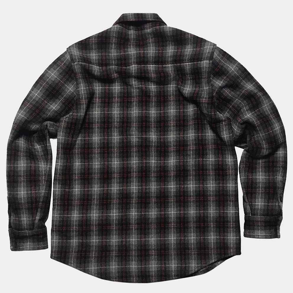 BZEN M.3239-CONNERY PLAID REGULAR FIT SINGLE POCKET WOOL BLEND PLAID SHIRT-E0 GREY PLAID