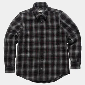 BZEN M.3239-CONNERY PLAID REGULAR FIT SINGLE POCKET WOOL BLEND PLAID SHIRT-E0 GREY PLAID