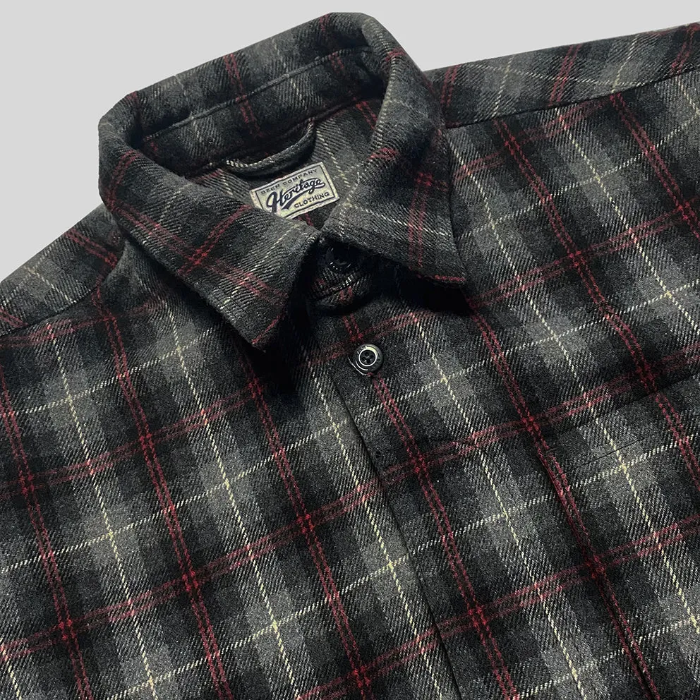 BZEN M.3239-CONNERY PLAID REGULAR FIT SINGLE POCKET WOOL BLEND PLAID SHIRT-E0 GREY PLAID