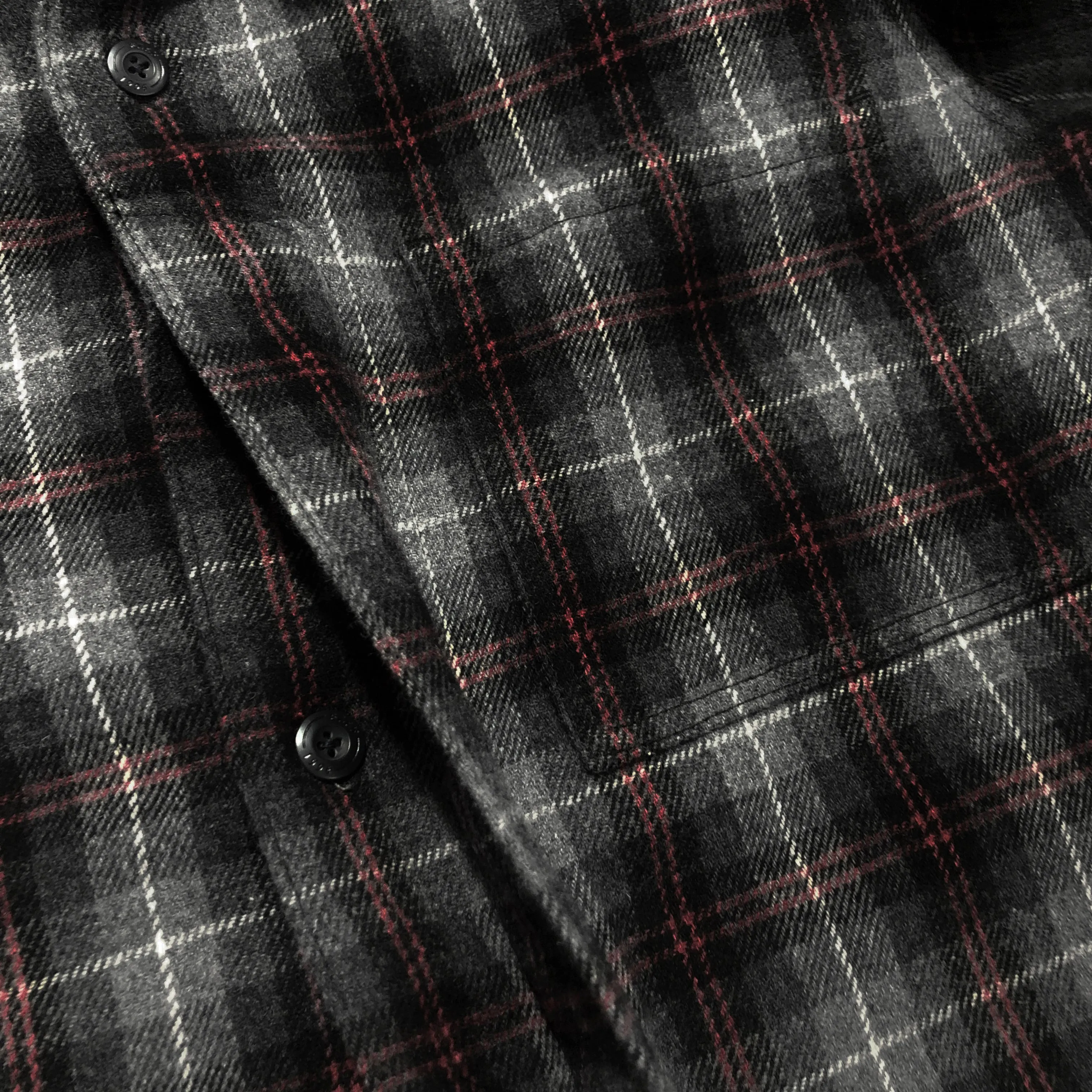 BZEN M.3239-CONNERY PLAID REGULAR FIT SINGLE POCKET WOOL BLEND PLAID SHIRT-E0 GREY PLAID