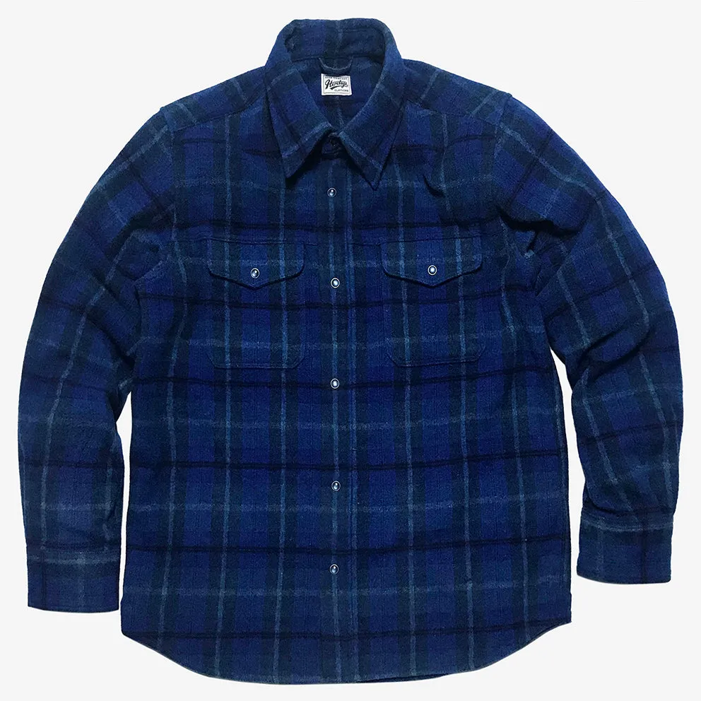 BZEN M.3239R-PACO PLAID REGULAR FIT 2 POCKET WOOL BLEND PLAID SHIRT-E0 BLUE PLAID