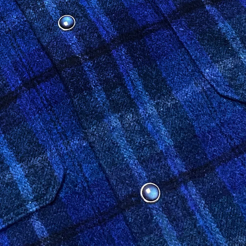 BZEN M.3239R-PACO PLAID REGULAR FIT 2 POCKET WOOL BLEND PLAID SHIRT-E0 BLUE PLAID