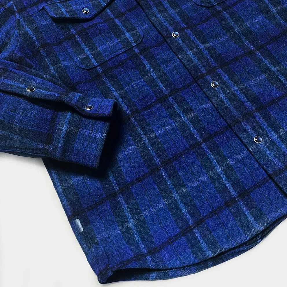 BZEN M.3239R-PACO PLAID REGULAR FIT 2 POCKET WOOL BLEND PLAID SHIRT-E0 BLUE PLAID