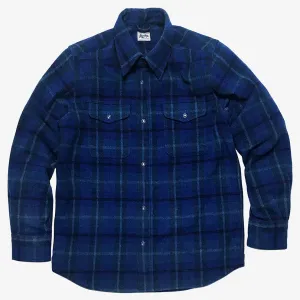 BZEN M.3239R-PACO PLAID REGULAR FIT 2 POCKET WOOL BLEND PLAID SHIRT-E0 BLUE PLAID