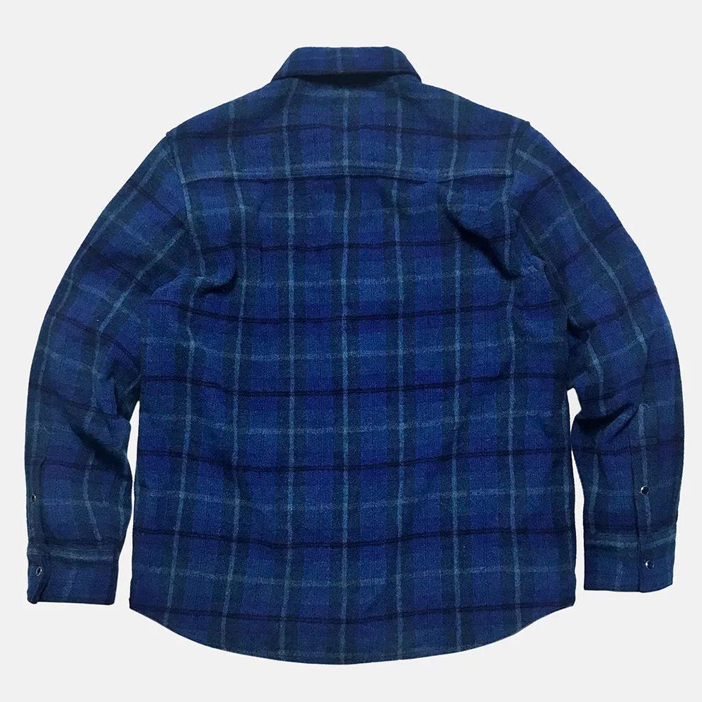 BZEN M.3239R-PACO PLAID REGULAR FIT 2 POCKET WOOL BLEND PLAID SHIRT-E0 BLUE PLAID
