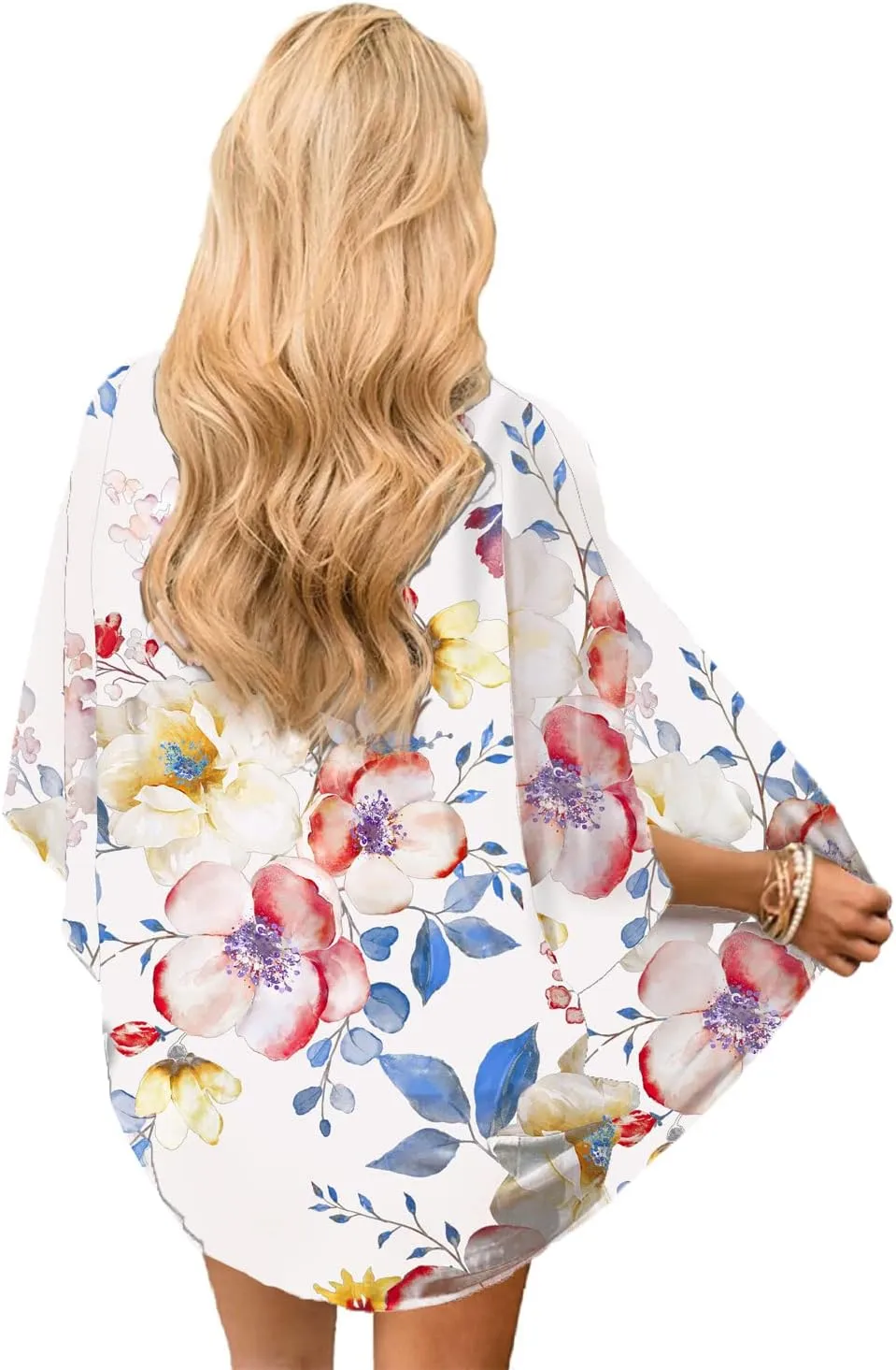 CASURESS Women's Sheer Chiffon Summer Blouse Tops Kimono Cardigan Floral Casual Loose Cover Ups Swimwear