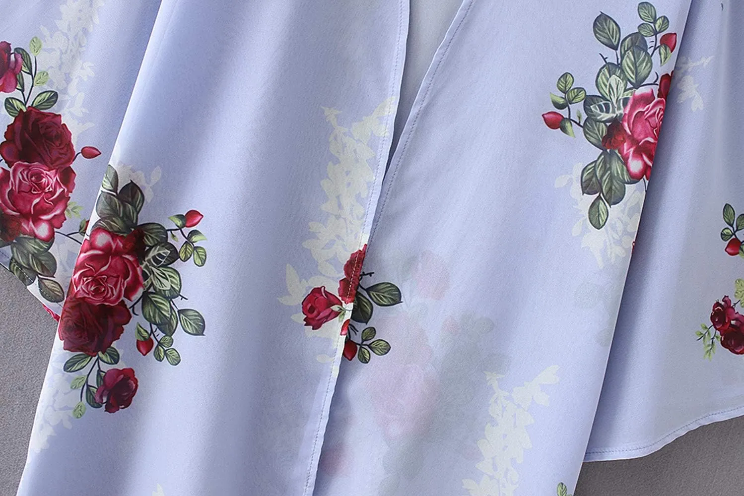 CASURESS Women's Sheer Chiffon Summer Blouse Tops Kimono Cardigan Floral Casual Loose Cover Ups Swimwear