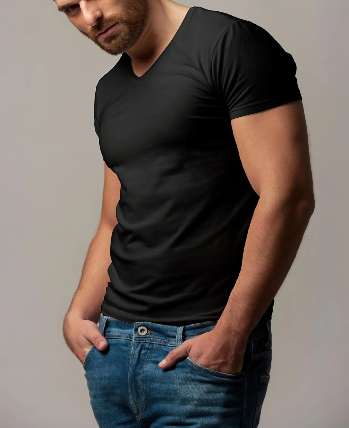 Classic Men's White Short Sleeve Undershirts V Neck T Shirt - Multi & Bulk Wholesale Packs