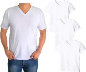 Classic Men's White Short Sleeve Undershirts V Neck T Shirt - Multi & Bulk Wholesale Packs