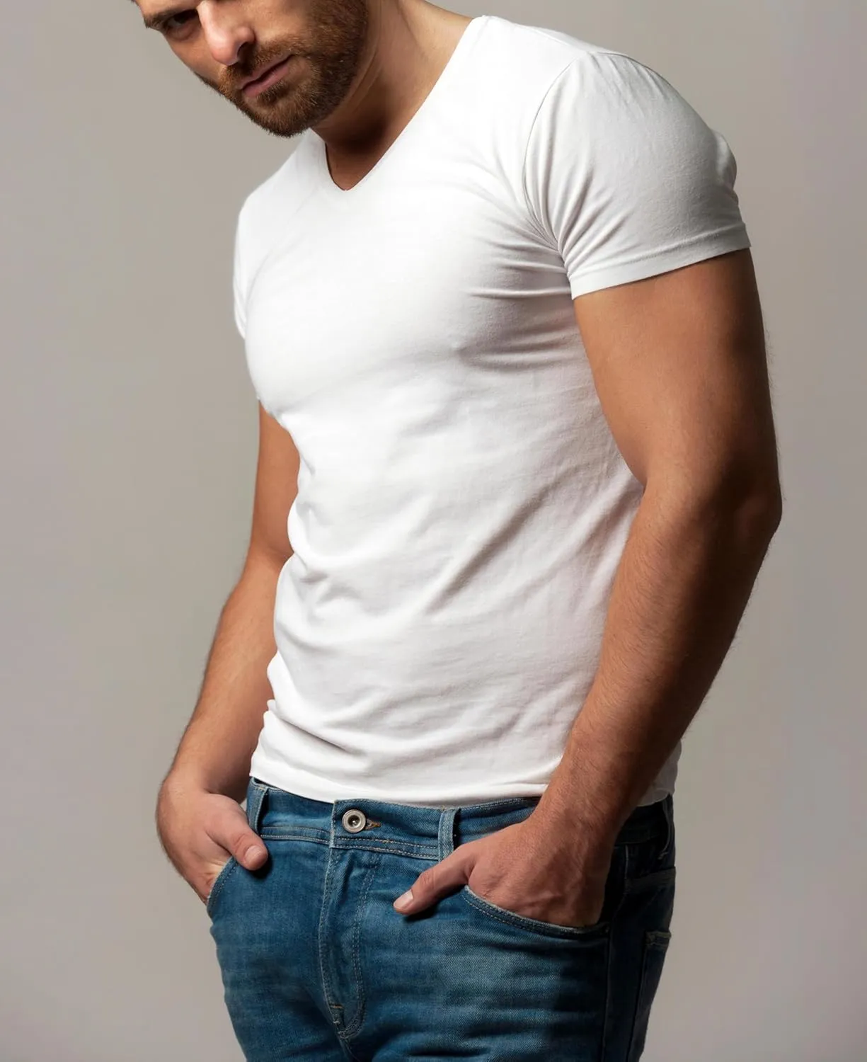Classic Men's White Short Sleeve Undershirts V Neck T Shirt - Multi & Bulk Wholesale Packs