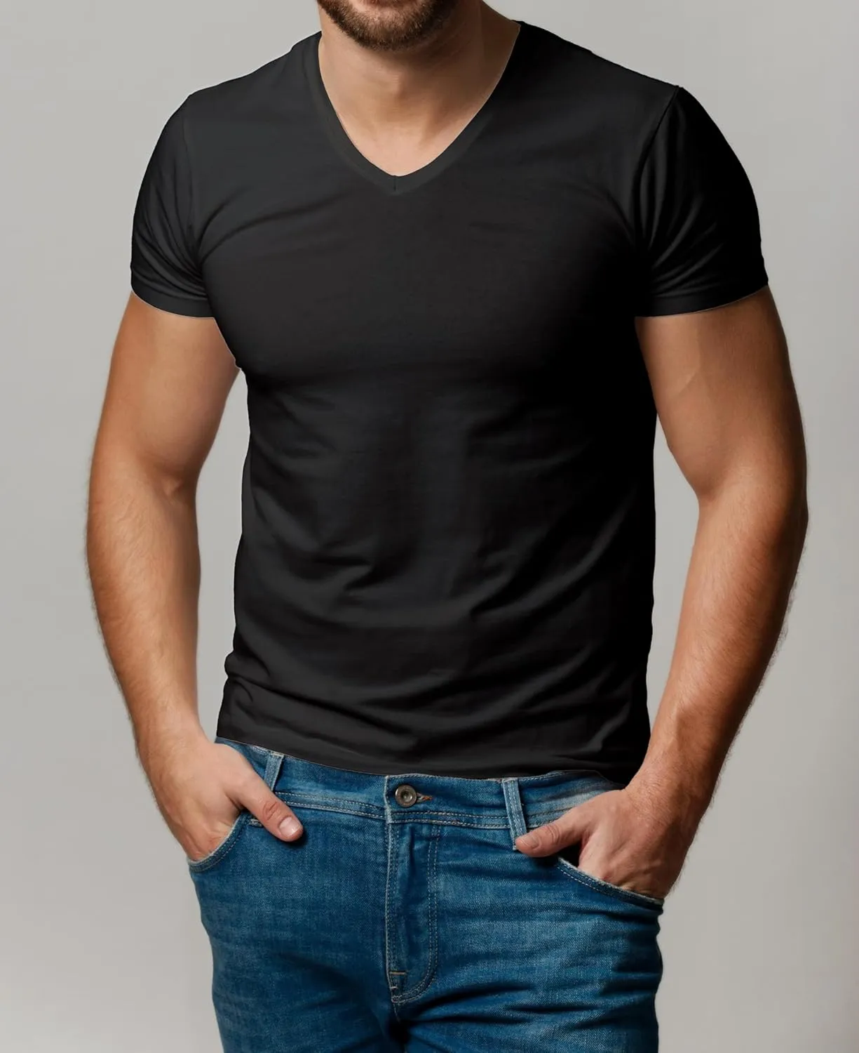 Classic Men's White Short Sleeve Undershirts V Neck T Shirt - Multi & Bulk Wholesale Packs