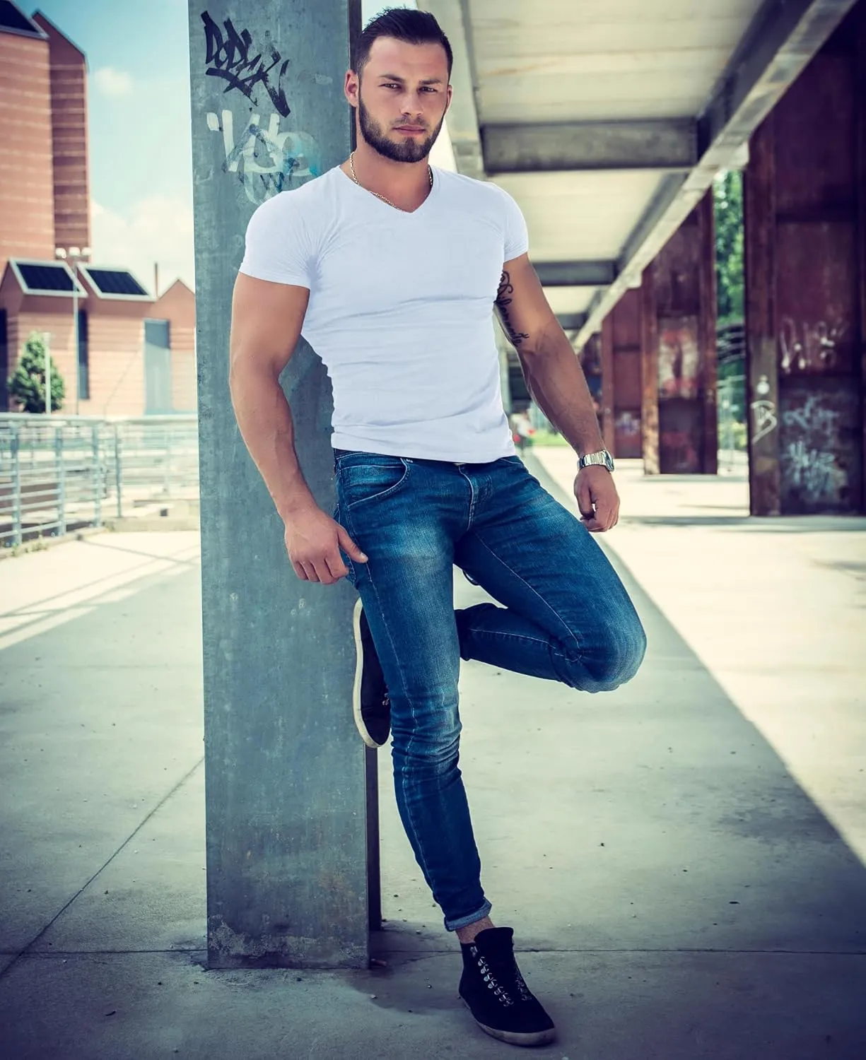Classic Men's White Short Sleeve Undershirts V Neck T Shirt - Multi & Bulk Wholesale Packs