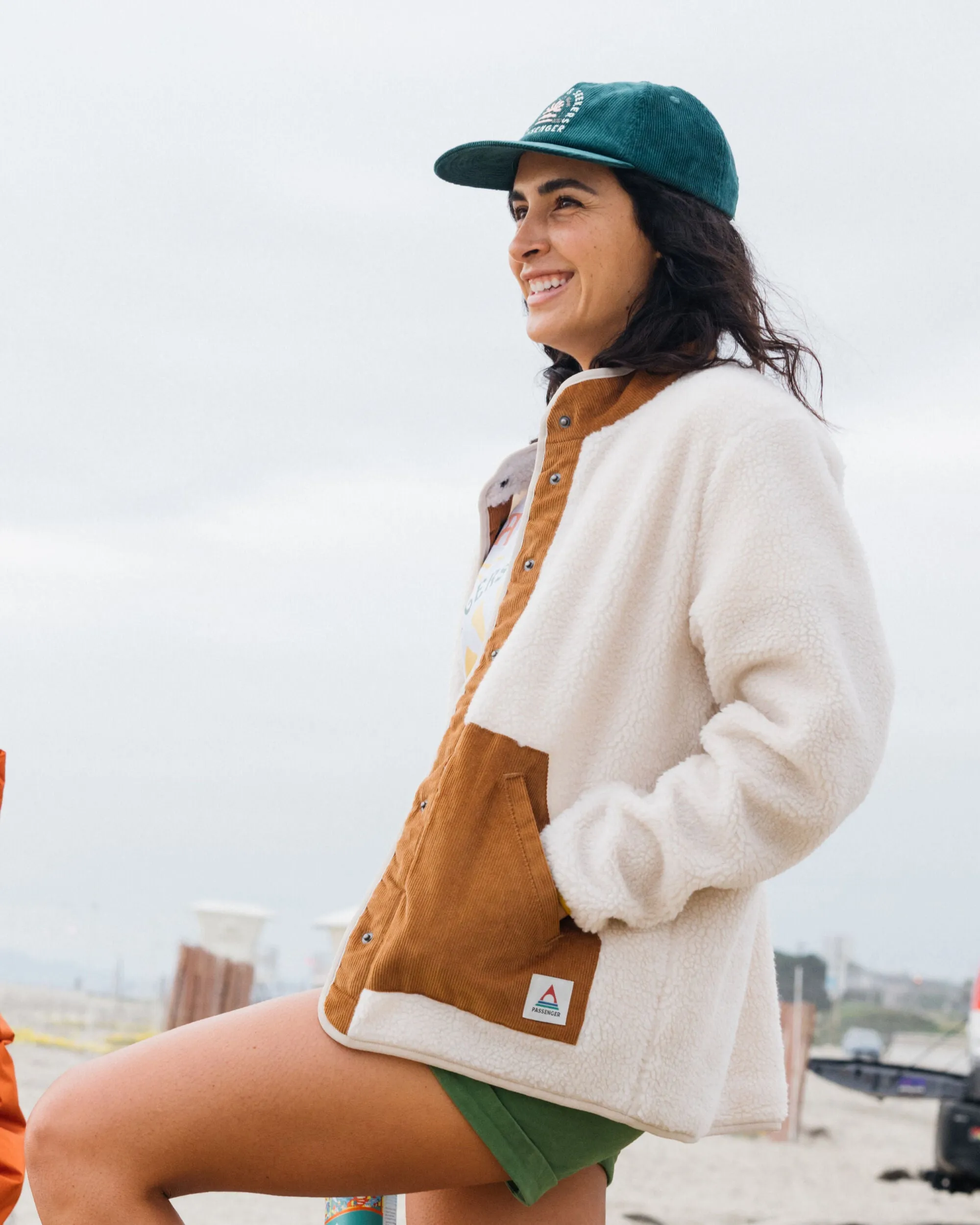 Clover Recycled Cotton-Lined Sherpa Fleece - Vintage White