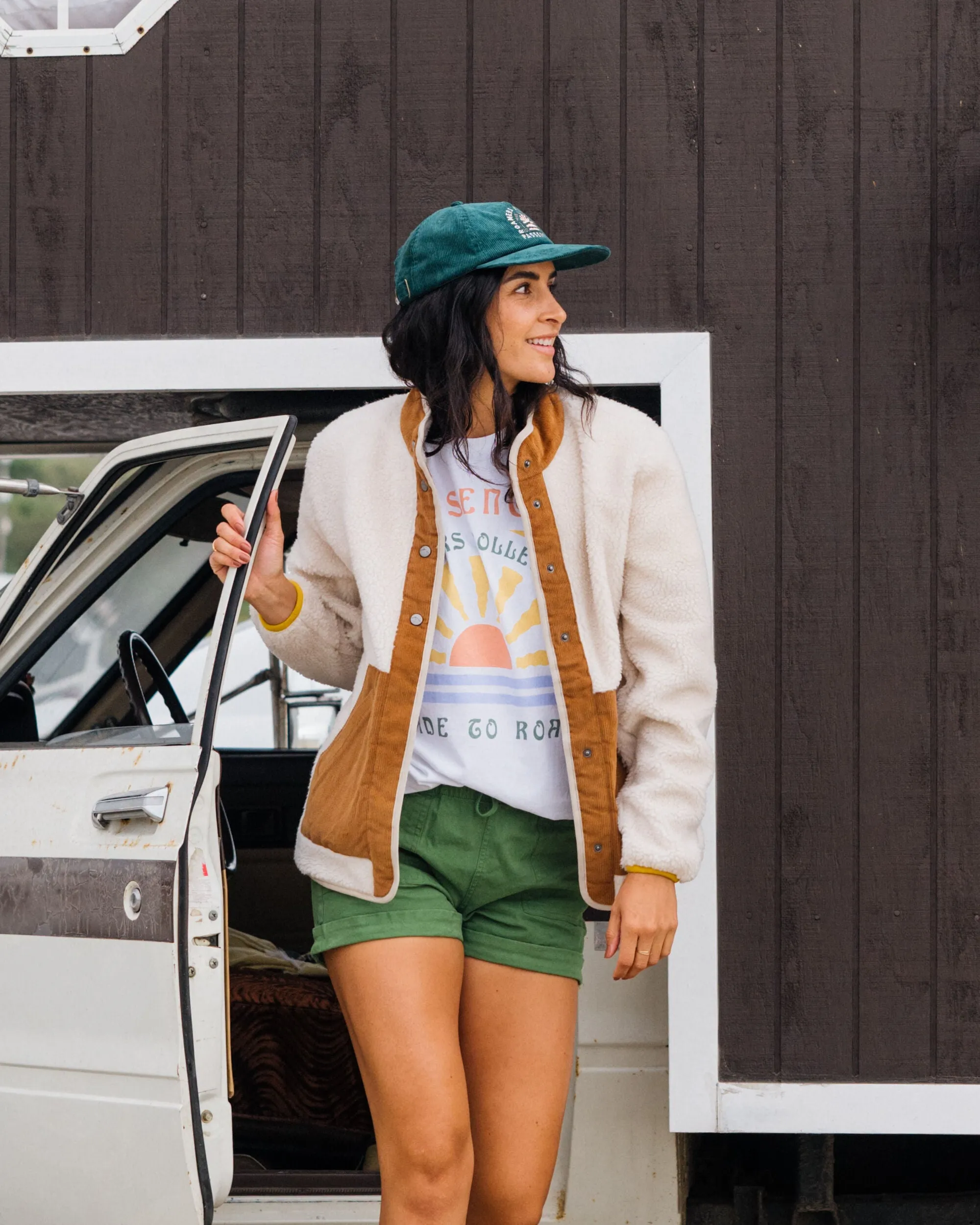 Clover Recycled Cotton-Lined Sherpa Fleece - Vintage White