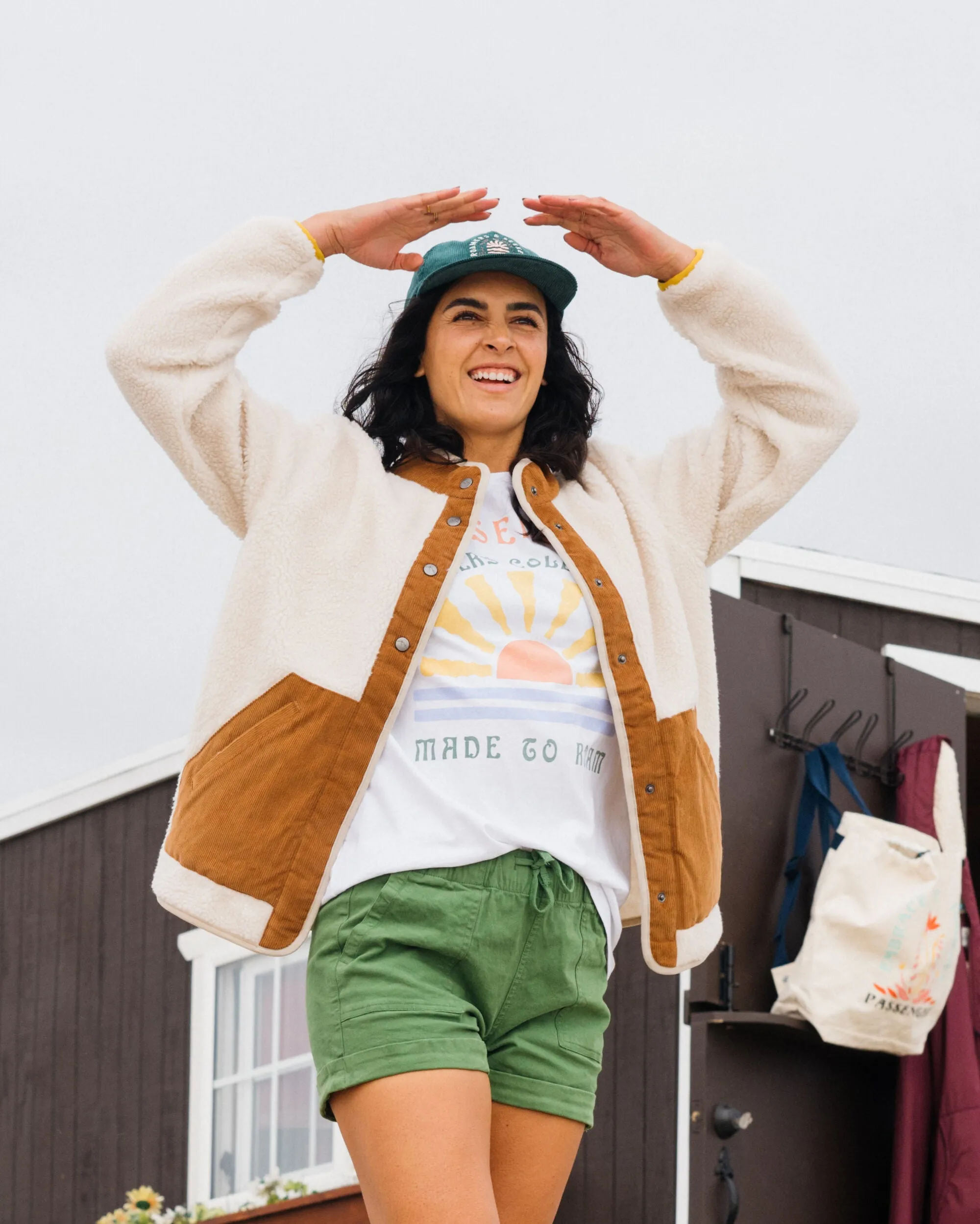 Clover Recycled Cotton-Lined Sherpa Fleece - Vintage White