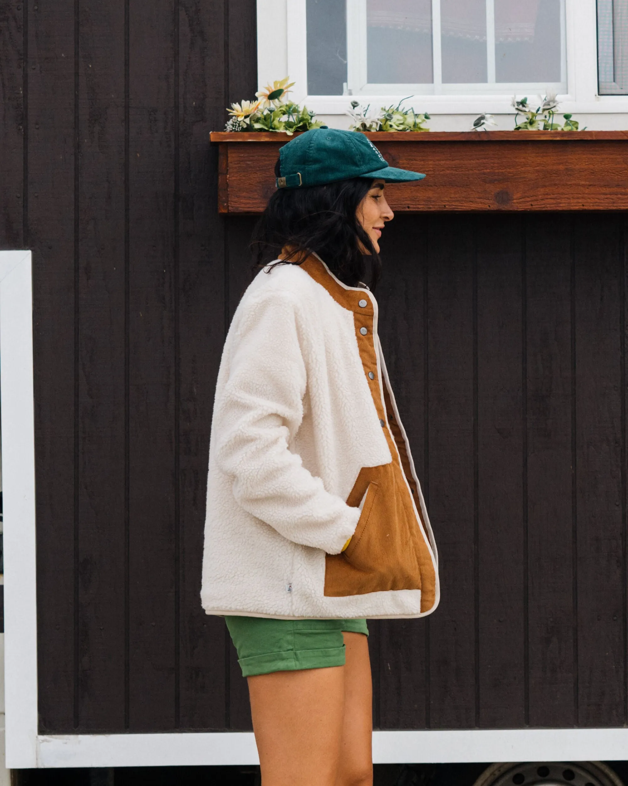 Clover Recycled Cotton-Lined Sherpa Fleece - Vintage White
